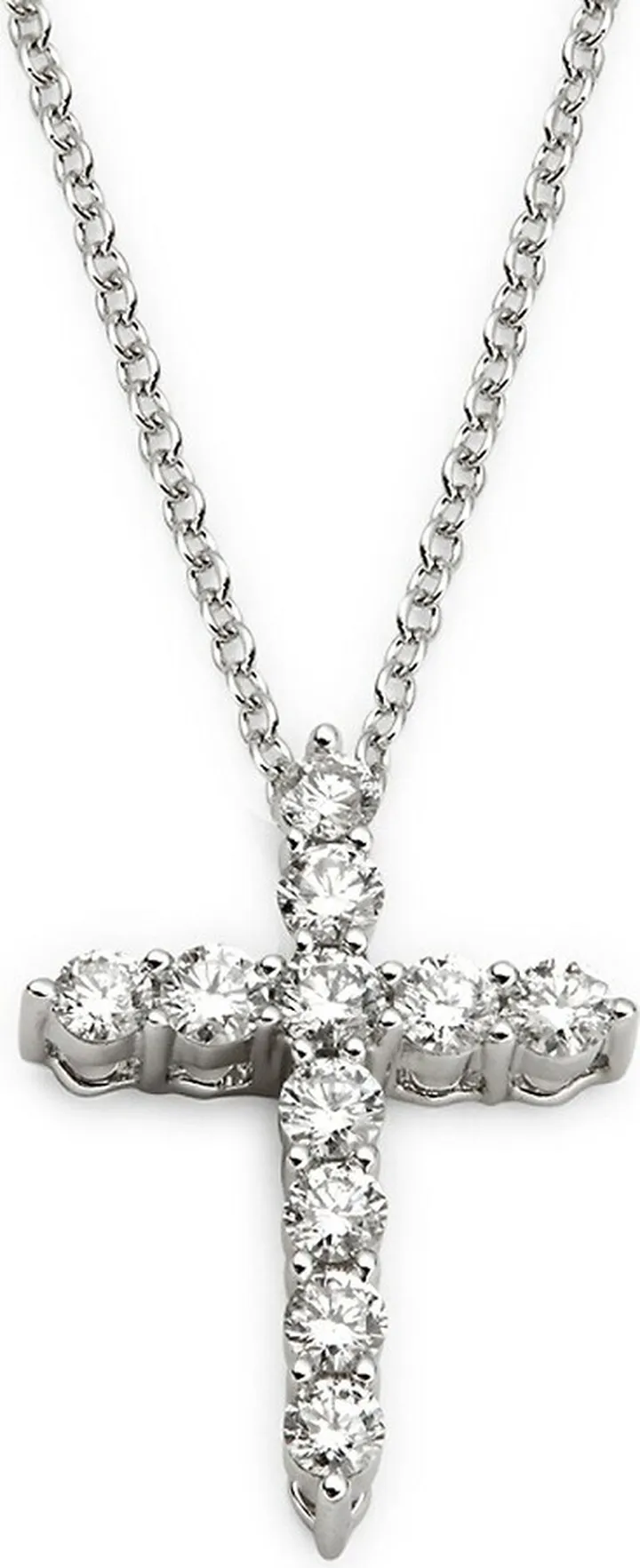 14K White Gold & Diamond Cross Pendant Necklace