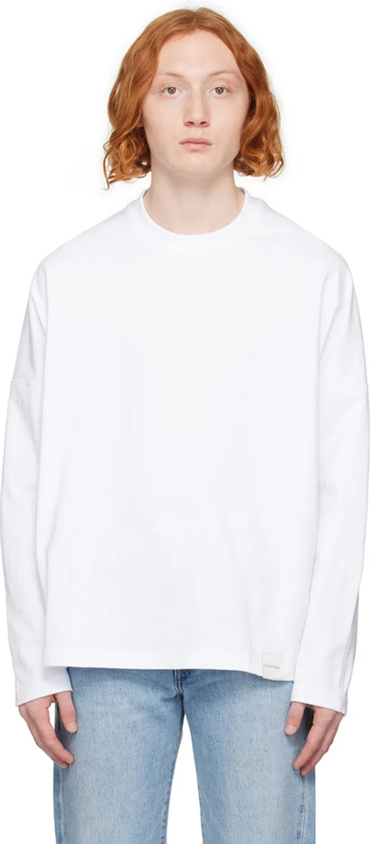 Calvin Klein White Relaxed-Fit Long Sleeve T-Shirt