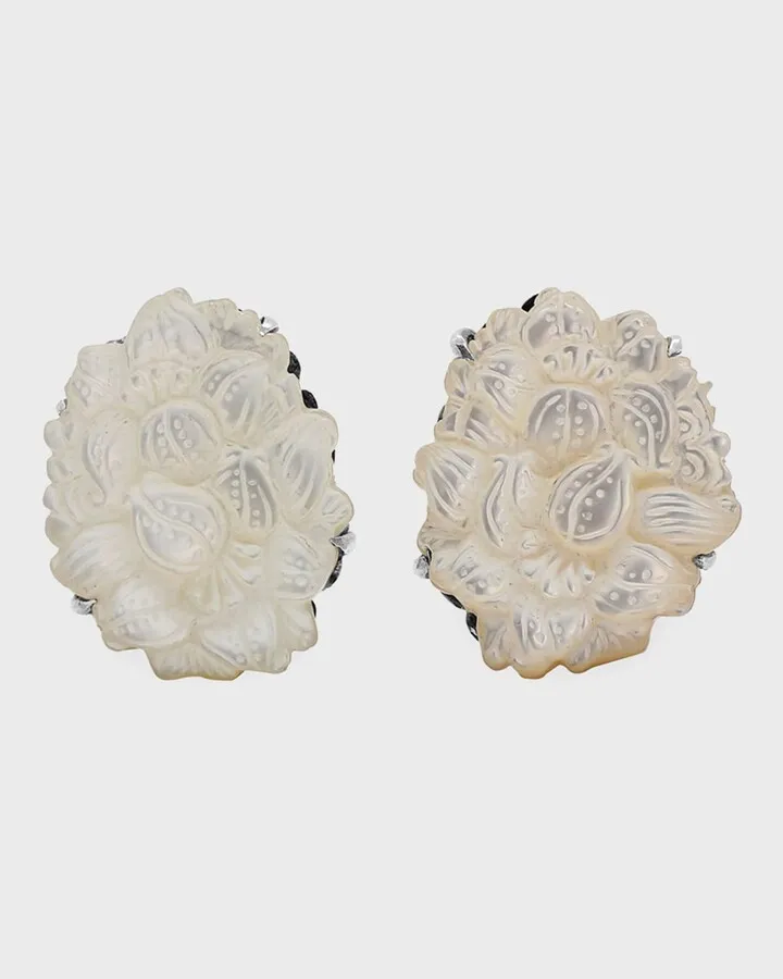 White Carved Earrings