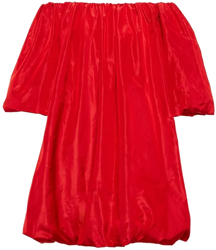 Off-shoulder silk taffeta minidress