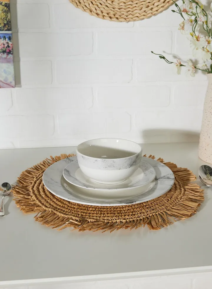 Seagrass Round Placemat With Frills