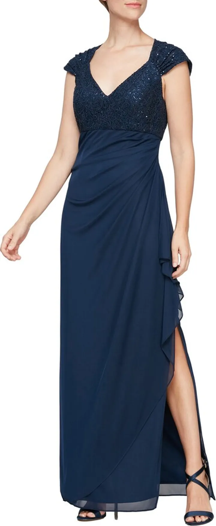 Cap Sleeve Empire Waist Gown