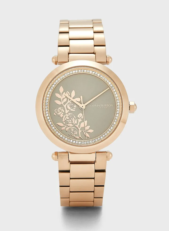 Ob Signature T-Bar Florals Analog Watch