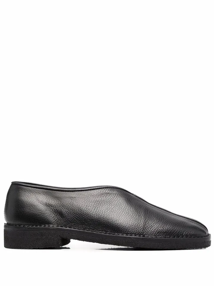 Grained Leather Slippers