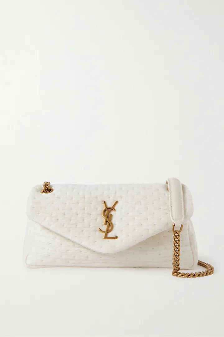 SAINT LAURENT - Calypso Leather-trimmed Organza Shoulder Bag - White