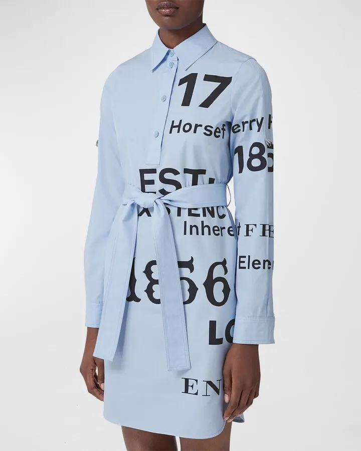 Kari Horseferry Print Belted Shirtdress