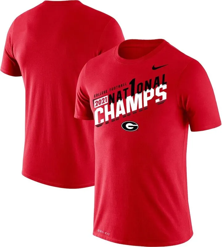 Men's Nike Red Georgia Bulldogs College Football Playoff 2021 National Champions Slant T-shirt