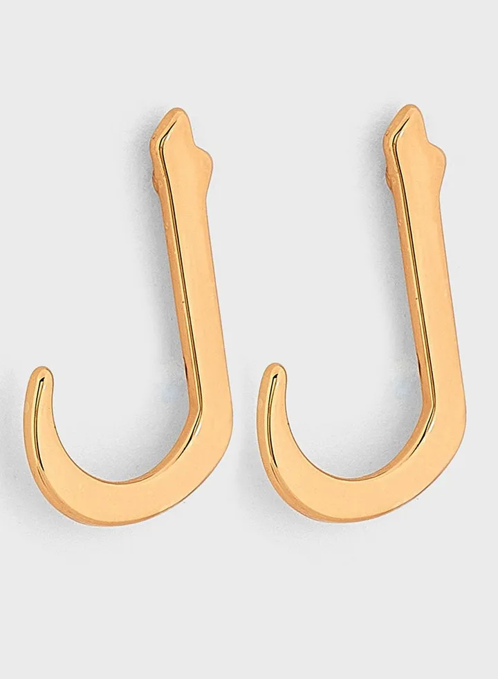 Arabic Initial "L" Stud Earrings