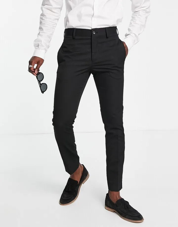 Bolongaro Trevor wedding plain skinny suit pants in black