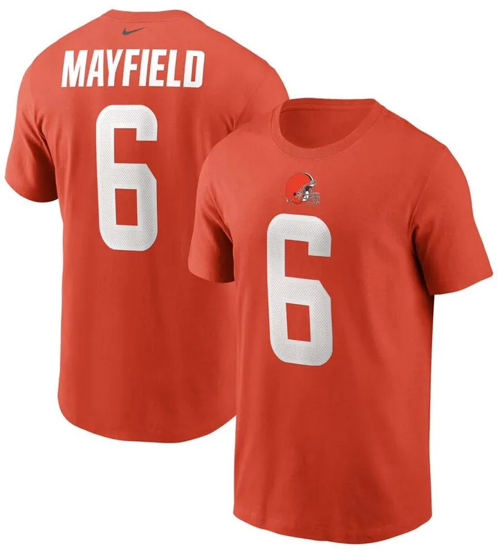 Men's Baker Mayfield Orange Cleveland Browns Name and Number T-shirt