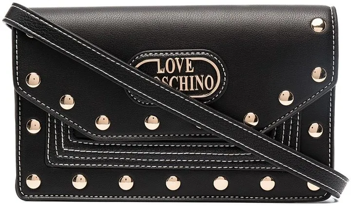 Logo Plaque Studded Shoulder Bag