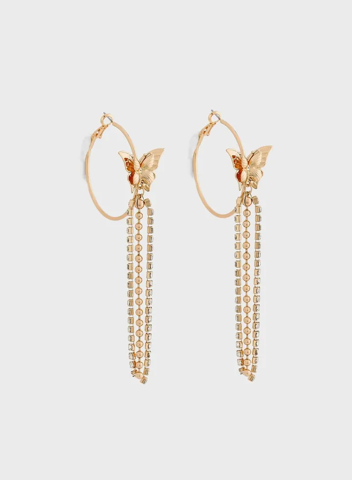 Crystal Butterfly Drop Earrings