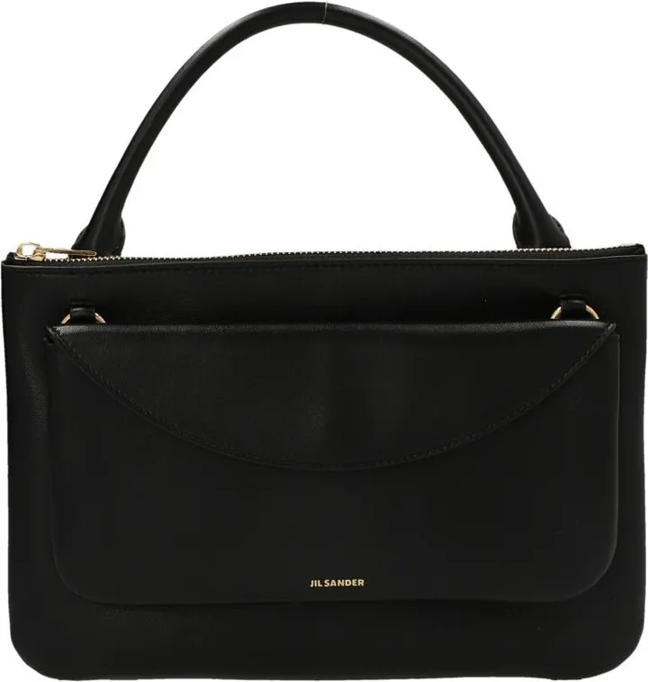 Jil Sander Logo Printed Zipped Tote Bag