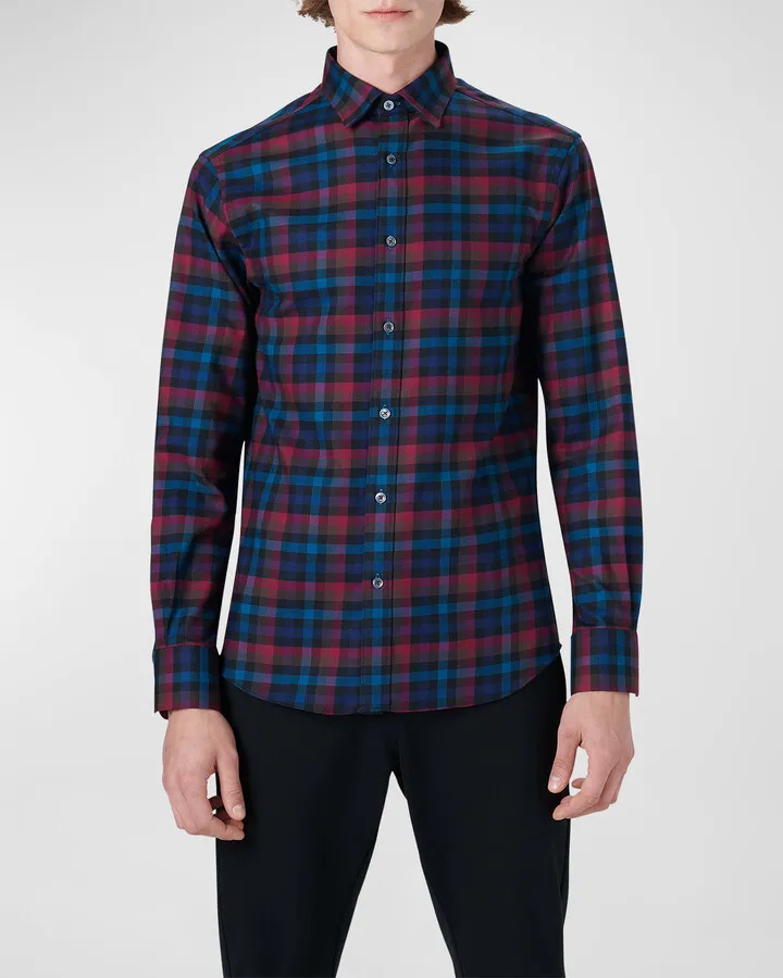 Men's Julian Shaped Shepherd Check Sport Shirt