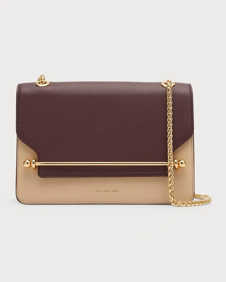 East-West Tricolor Leather Chain Shoulder Bag