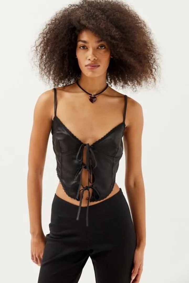 Motel Rahela Satin Tie-Front Cami