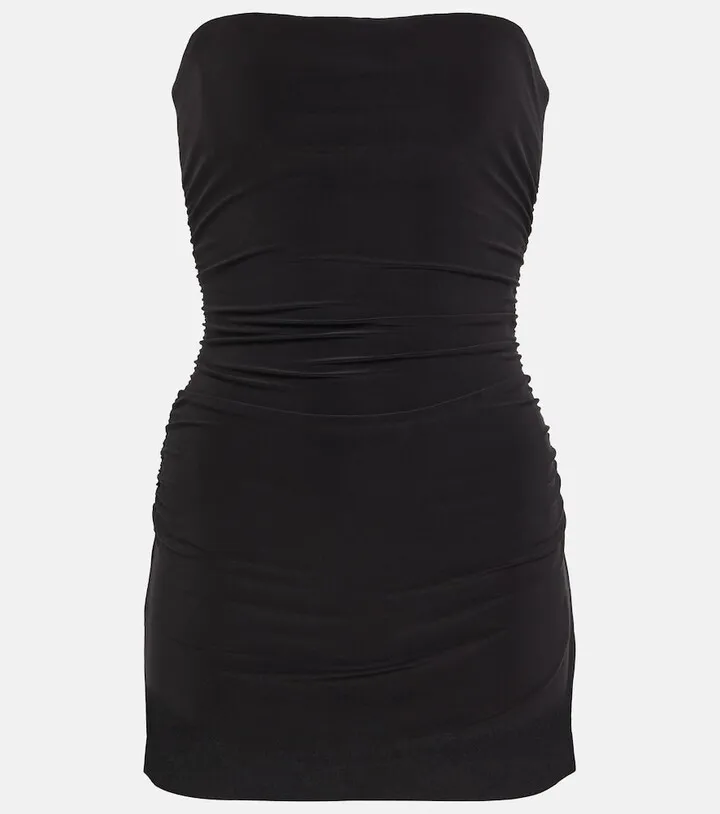 Ruched bandeau jersey minidress