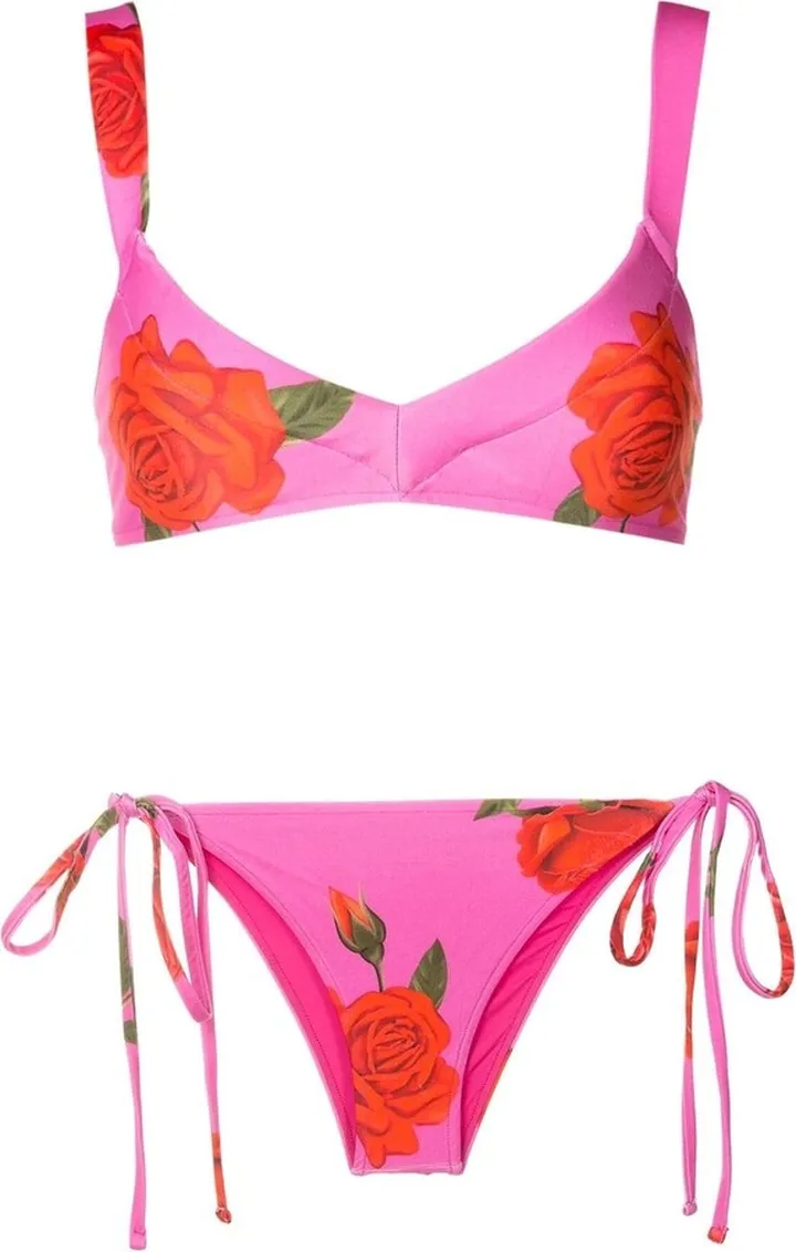 Floral-Print Detail Bikini Set