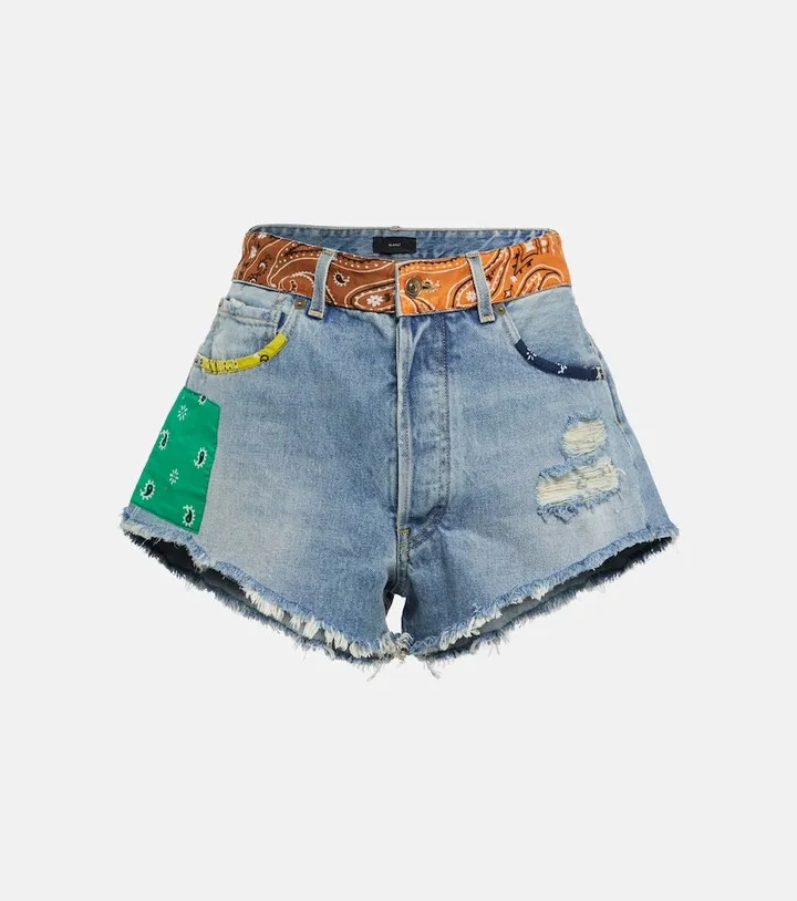 California Patchwork denim shorts