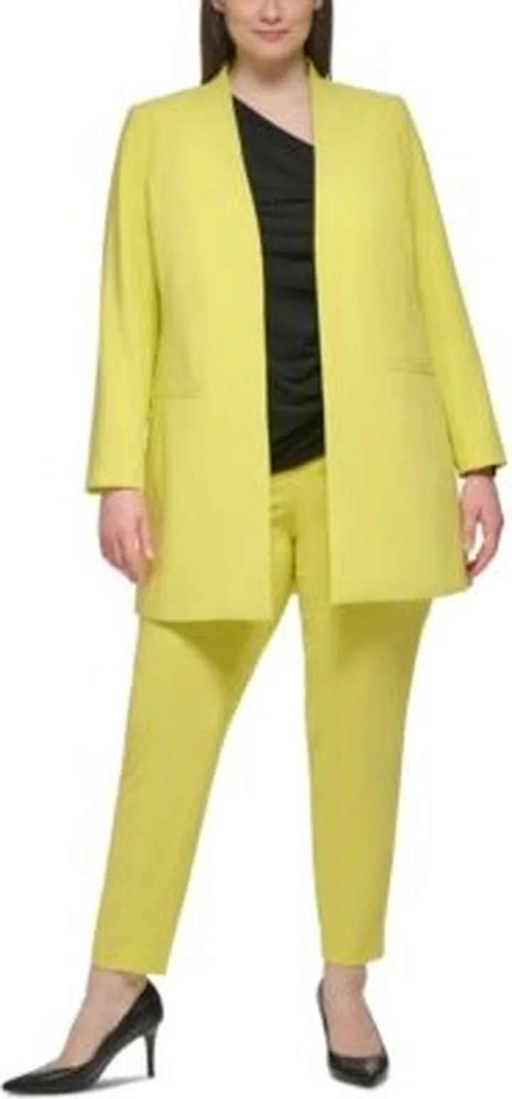 Calvin Klein Plus Size Open Front Collarless Blazer Slim Leg Pants