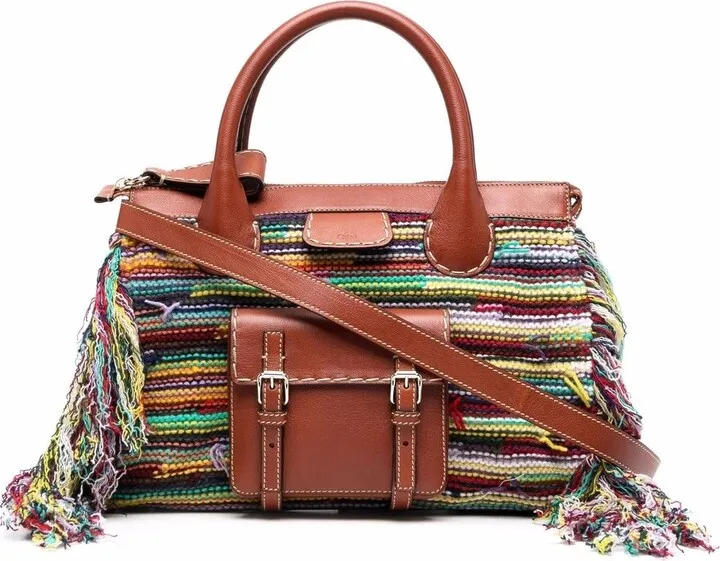 Fringed Woven Tote Bag