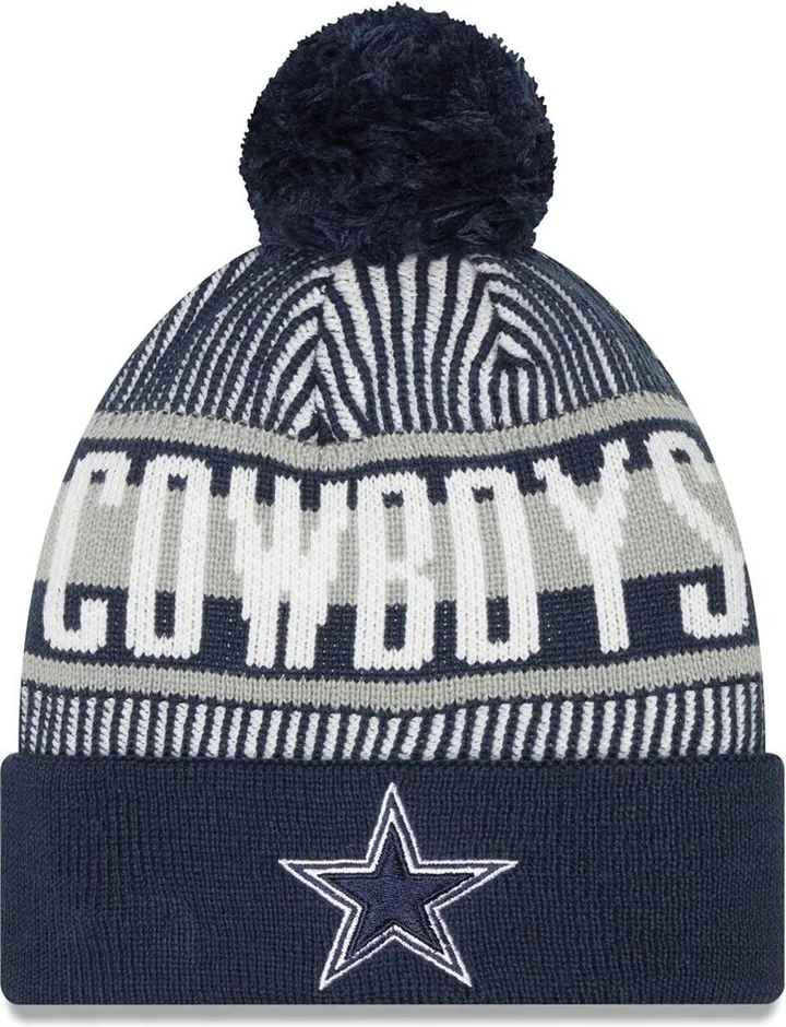 Men's New Era Navy Dallas Cowboys Striped Cuffed Knit Hat With Pom