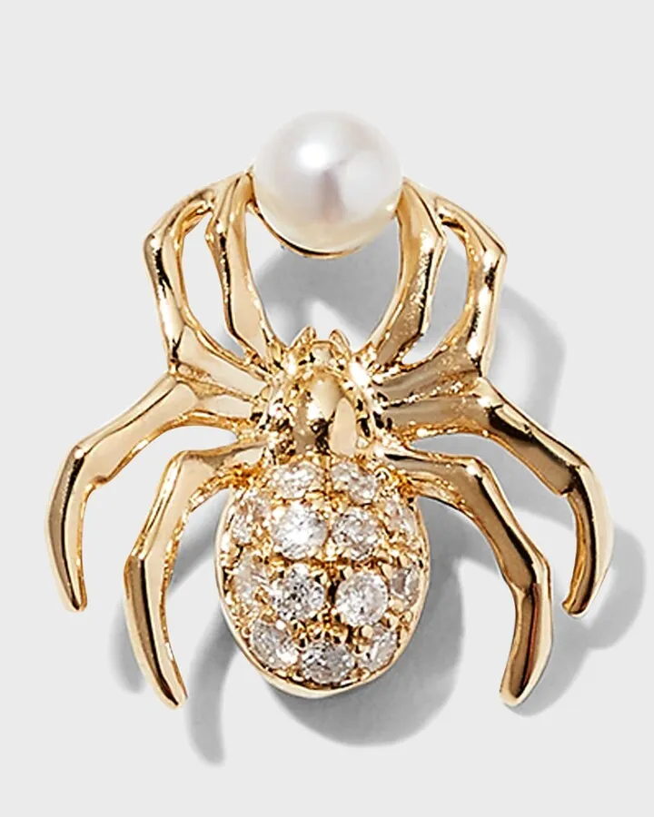 Yellow Gold Spider Stud Earrings
