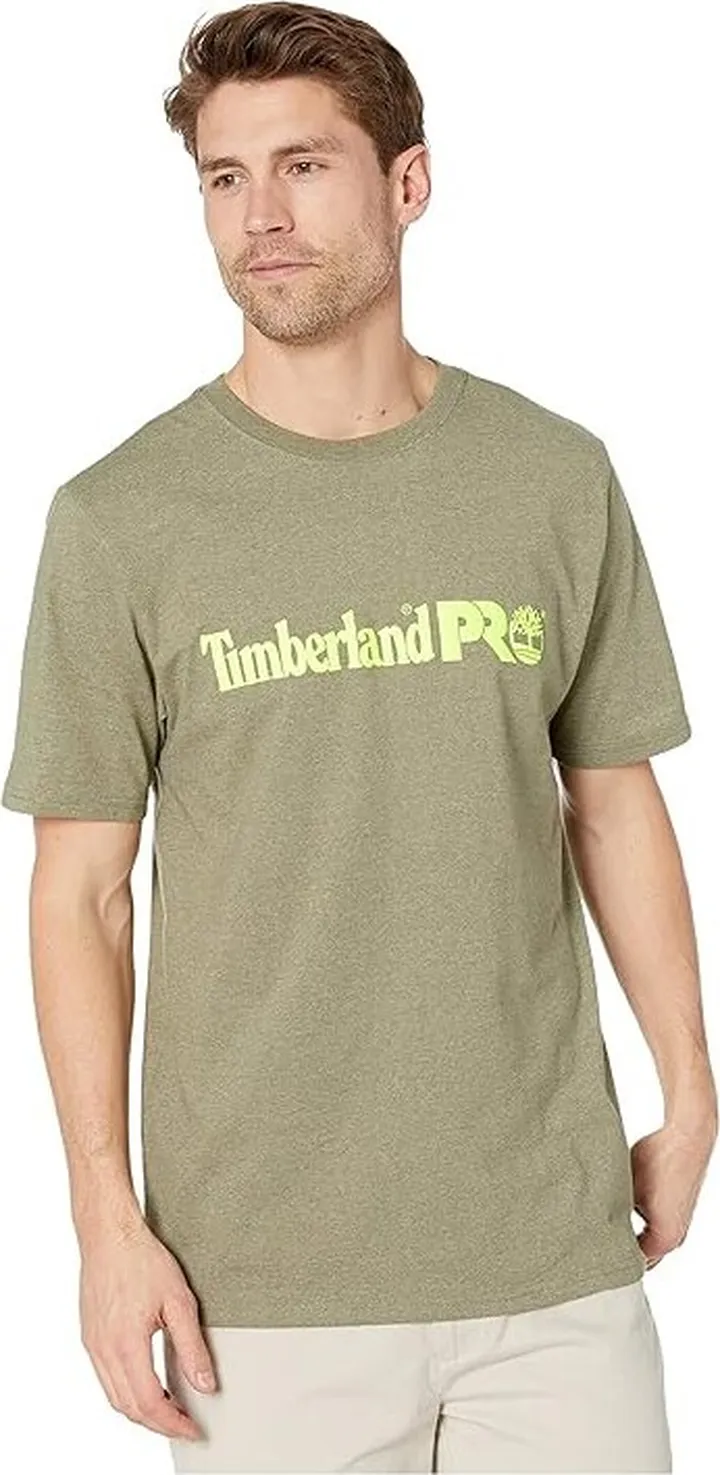 Timberland PRO Base Plate Short Sleeve T-Shirt with Logo (Burnt Olive Heather) Men's Clothing