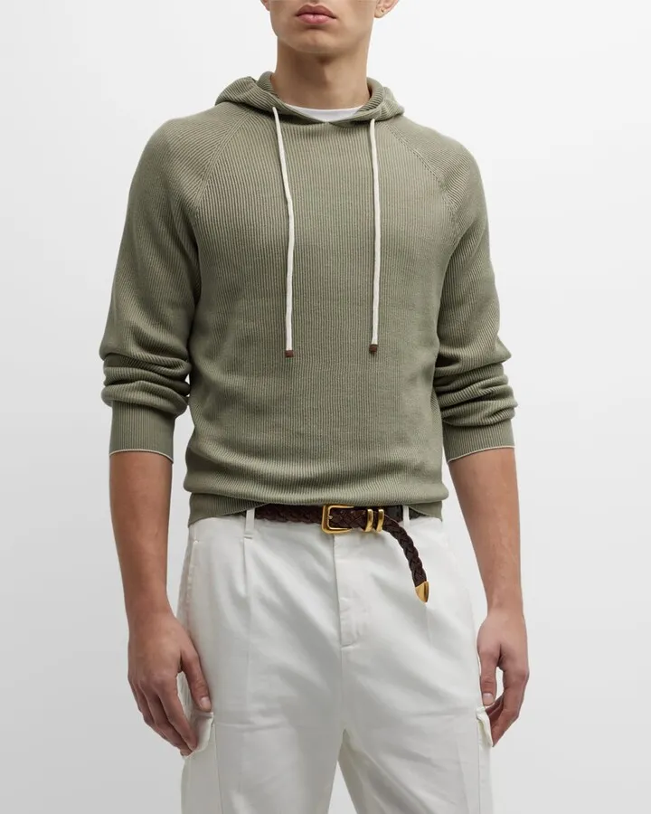 Men's Rib Knit Pullover Hoodie