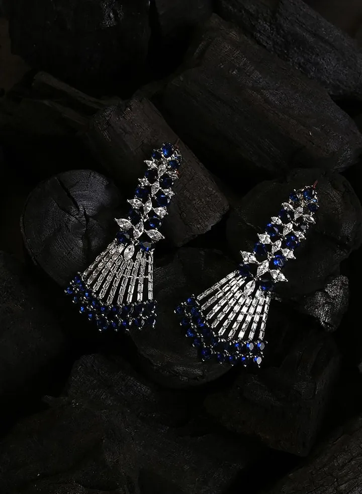 Silver Plated Designer Stone Drop Earring