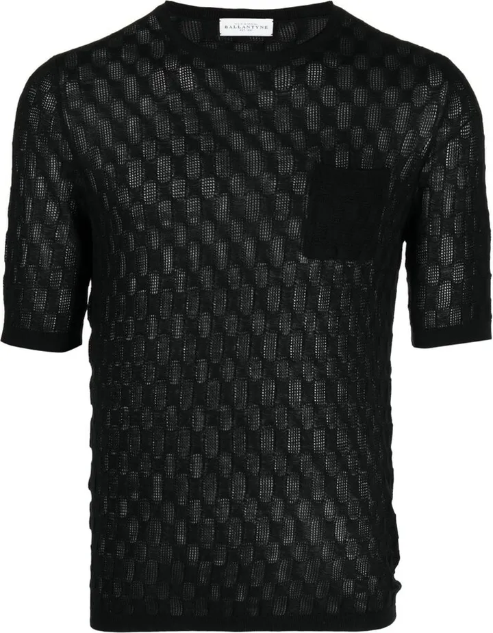 crochet-knit short-sleeve T-shirt
