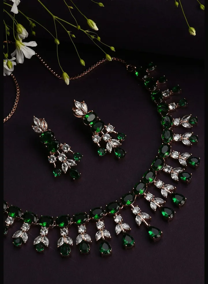 Gold Plated Designer Stone Necklace Set