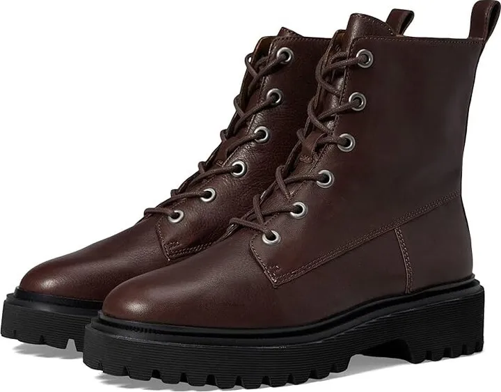 Madewell The Rayna Lace-Up Boot in Leather (Dark Cabernet) Women's Boots