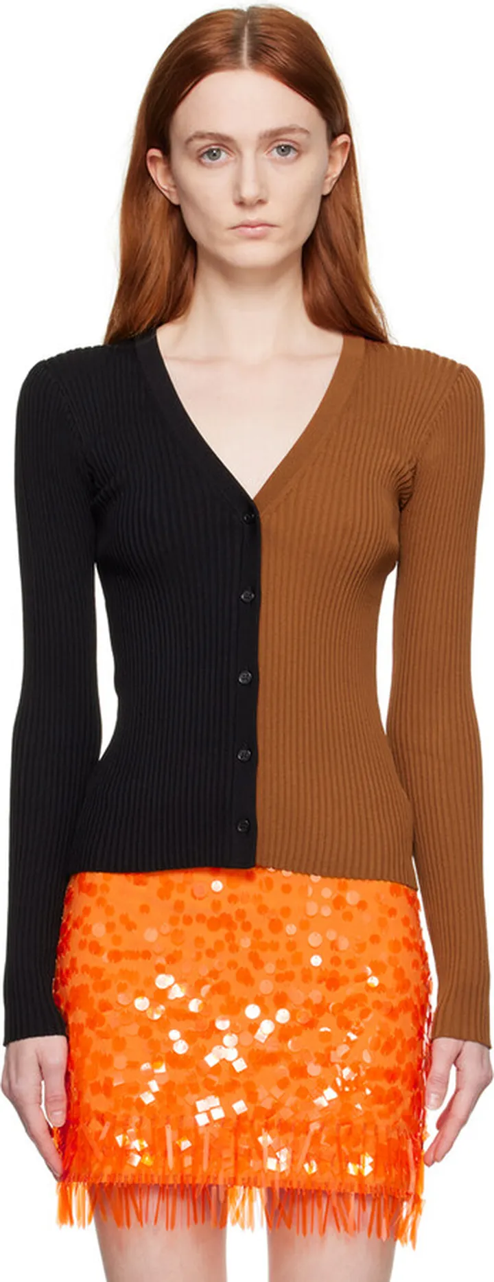 Staud Brown & Black Cargo Cardigan