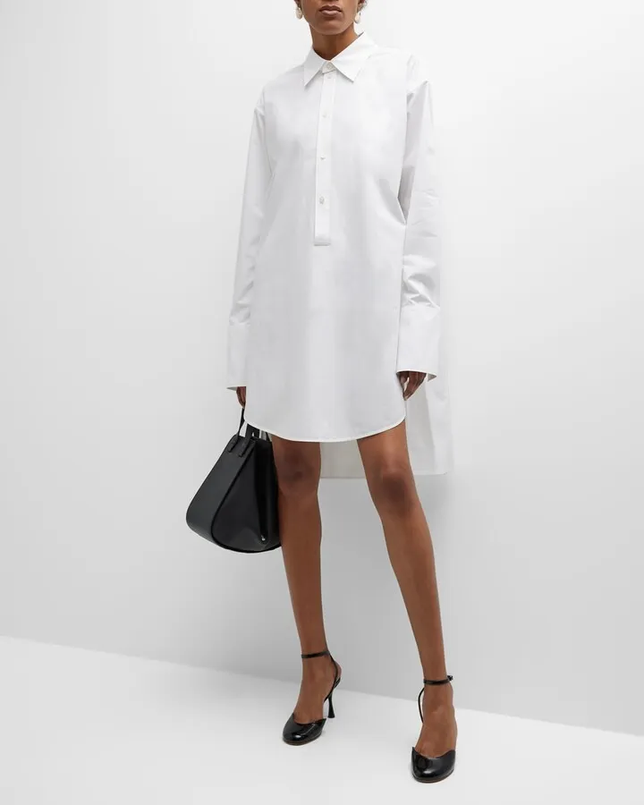 Half-Button Cotton Shirtdress