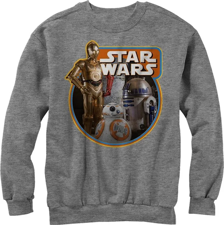 Men's Star Wars The Force Awakens Retro Droids Sweatshirt - Athletic Heather - Small
