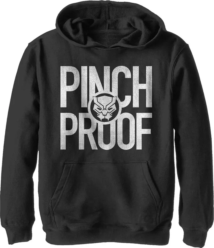 Boy's Marvel St. Patrick's Day Black Panther Pinch Proof Pull Over Hoodie - Black - Medium