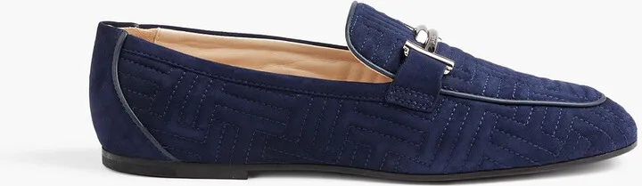 Double T quilted suede loafers