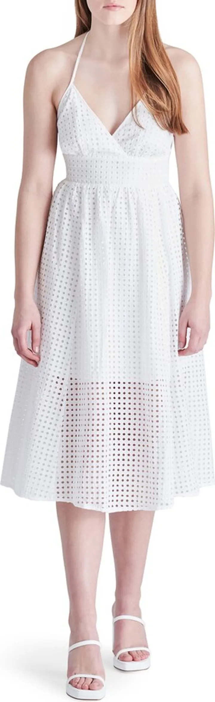 Denise Eyelet Cotton Halter Midi Dress