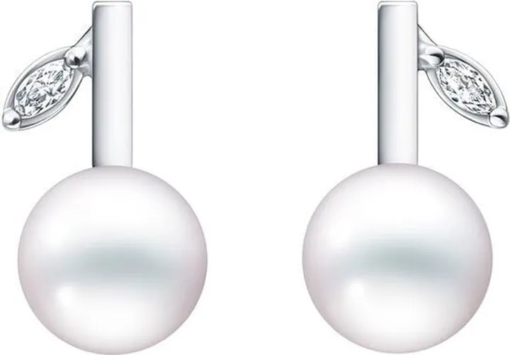 18kt white gold Kugel pearl and diamond earrings