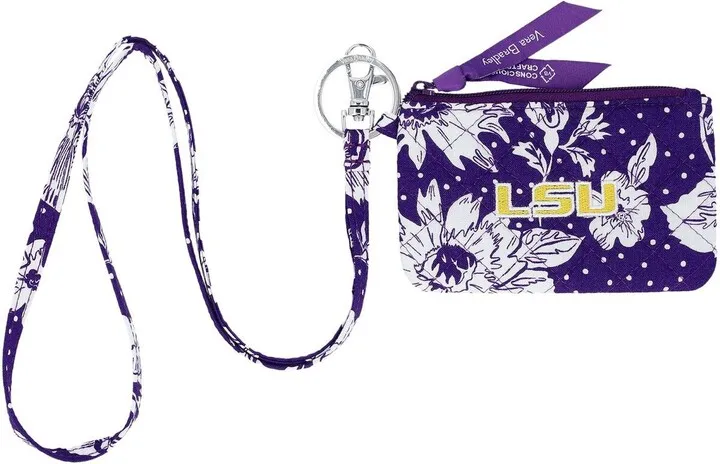 Vera Bradley Lsu Tigers Rain Garden Zip Id Lanyard