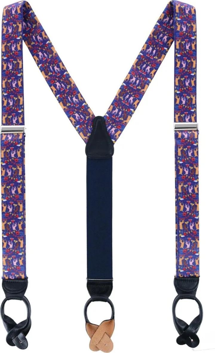 Trafalgar Toast The Night Away Silk Button End Suspenders