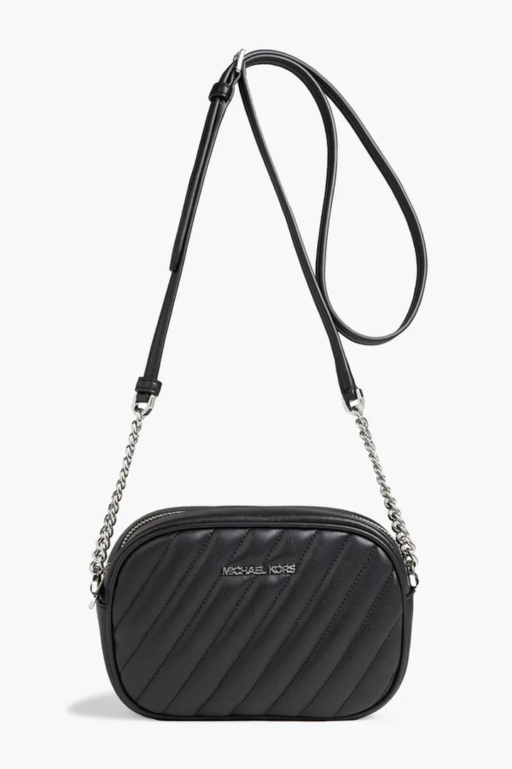 Rose quilted faux leather shoulder bag