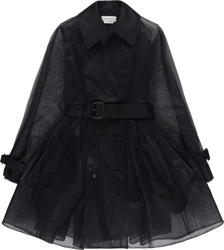 Exploded tulle trench coat