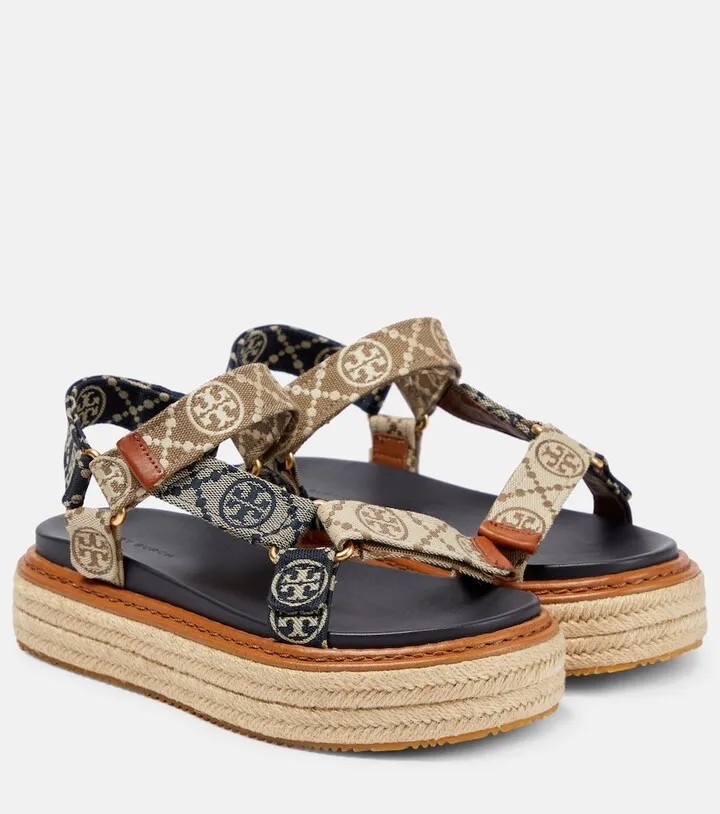 T Monogram jacquard platform espadrilles
