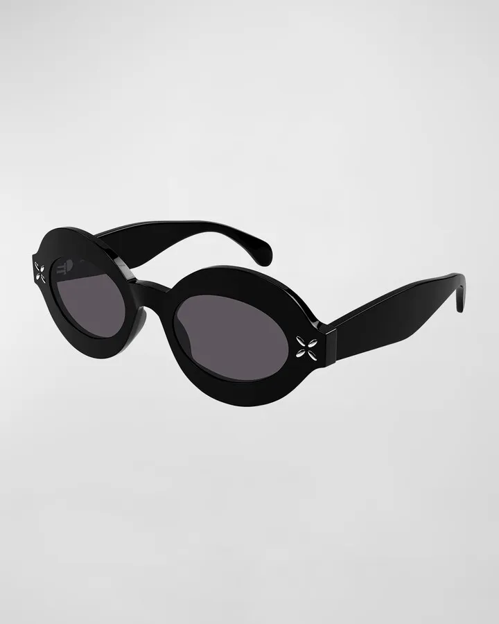 Embellished Oval Acetate Sunglasses