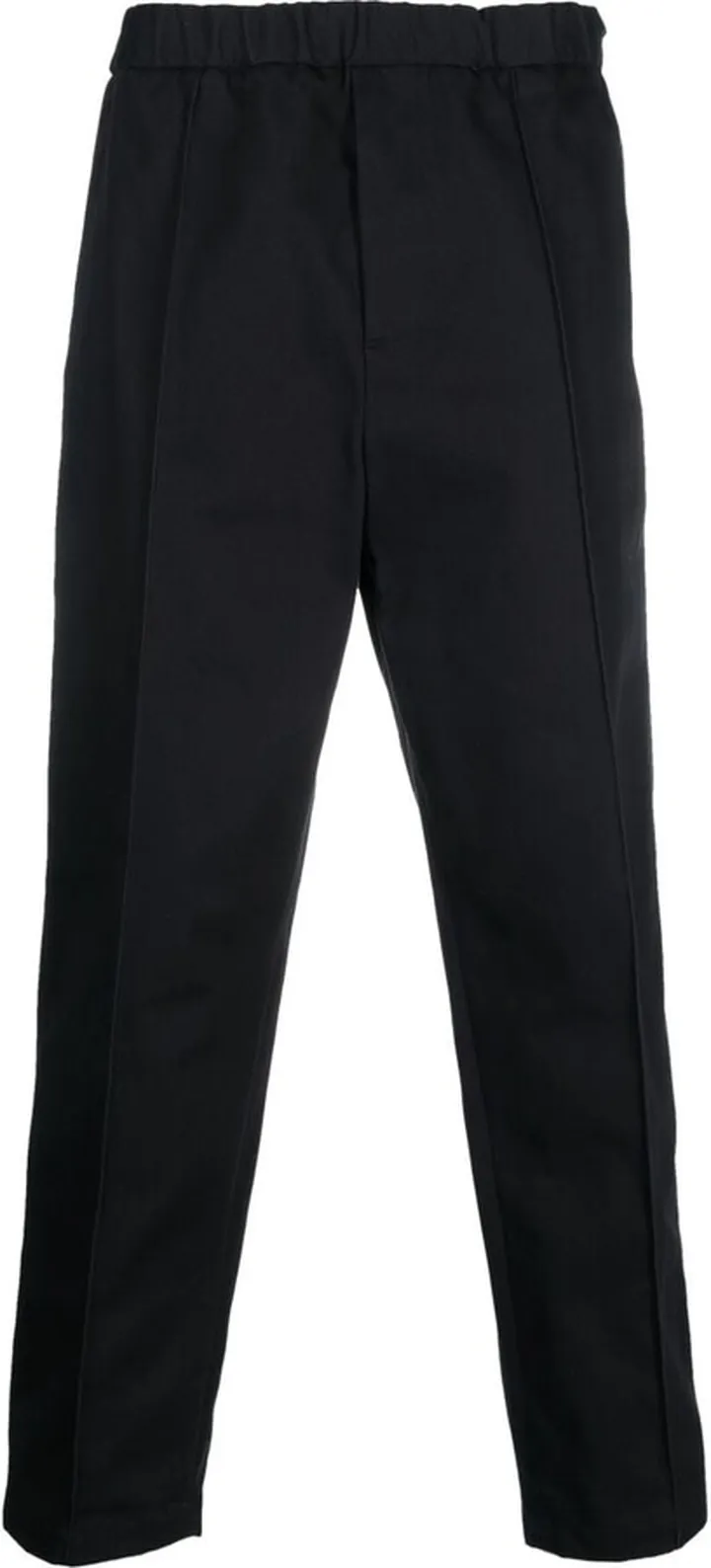 Elasticated-Waist Straight-Leg Trousers