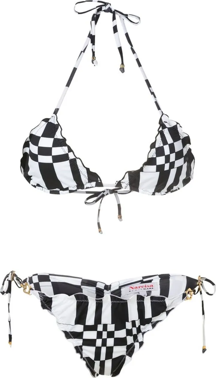 Geometric-Print Triangle Bikini