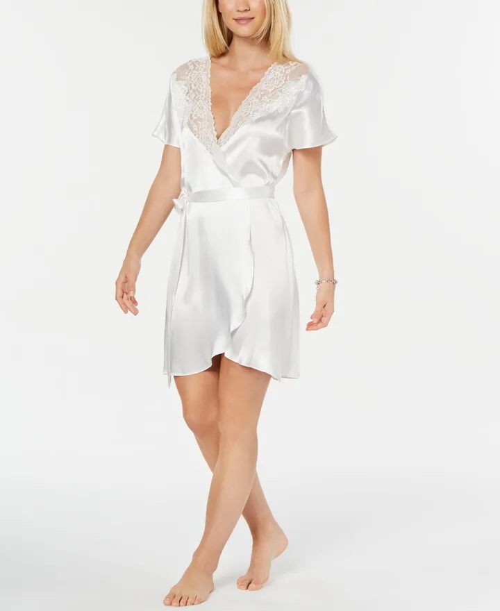 Linea Donatella Ivory Juliet Short Satin Robe