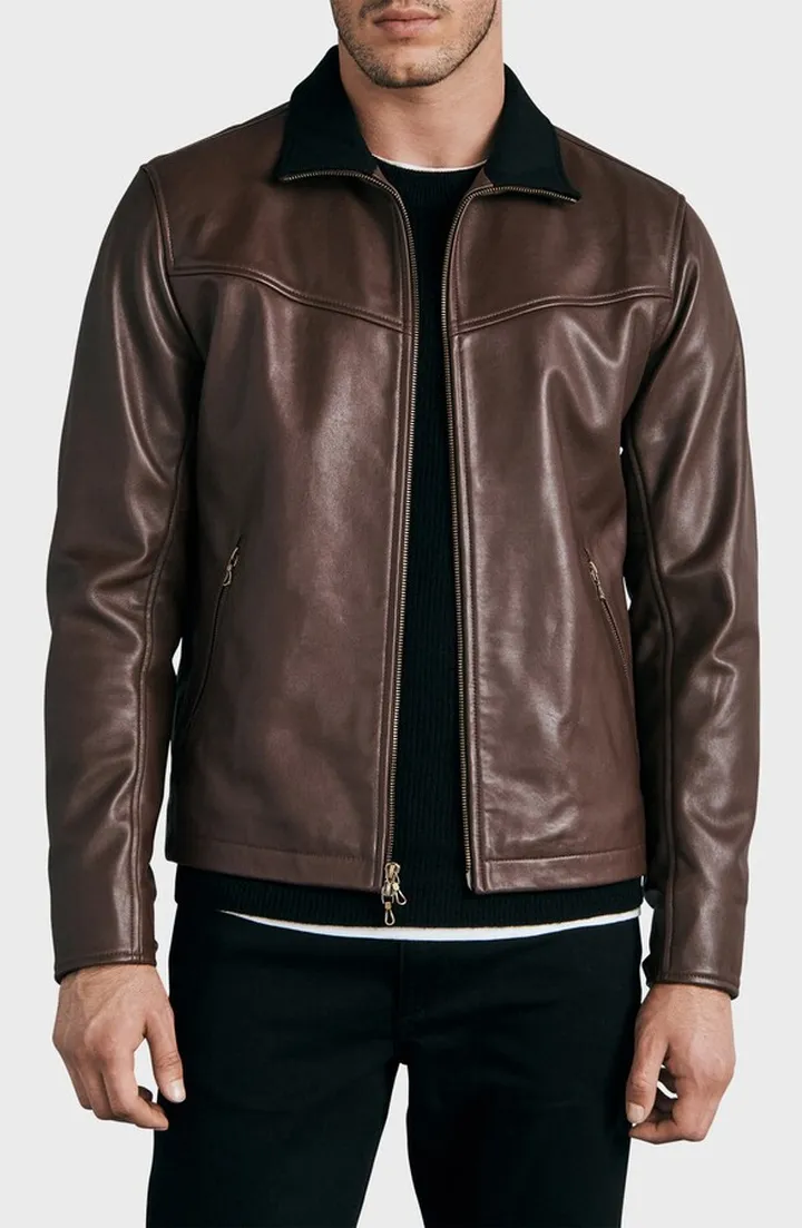 Grant Stand Collar Leather Jacket